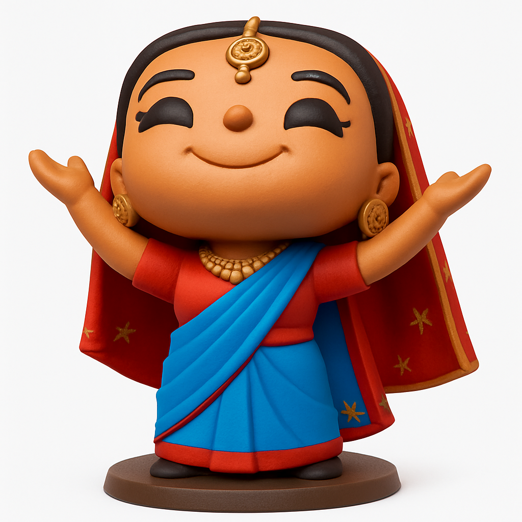 face to 3d model ai-3D portrait printing from photo_Joyful Saree Doll: Cultural Celebration 3D Print