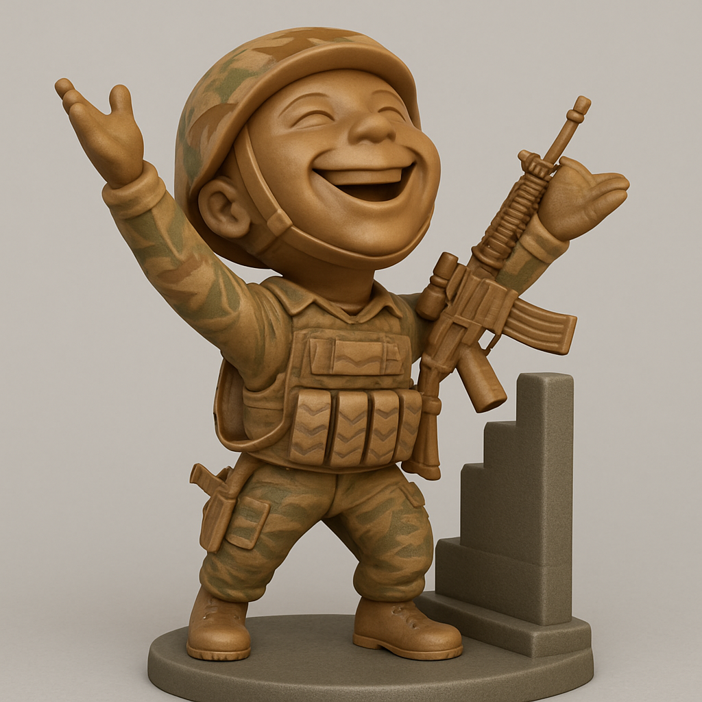 face anatomy 3d model-create 3d face model from photo_Cheery Chibi Soldier Figurine - Desktop Hero Print