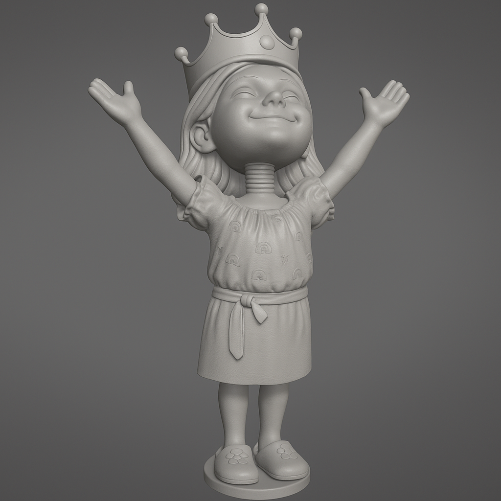 silhouette 3d printer maker-3d portrait printing_Joyful Princess Figurine for 3D Printing