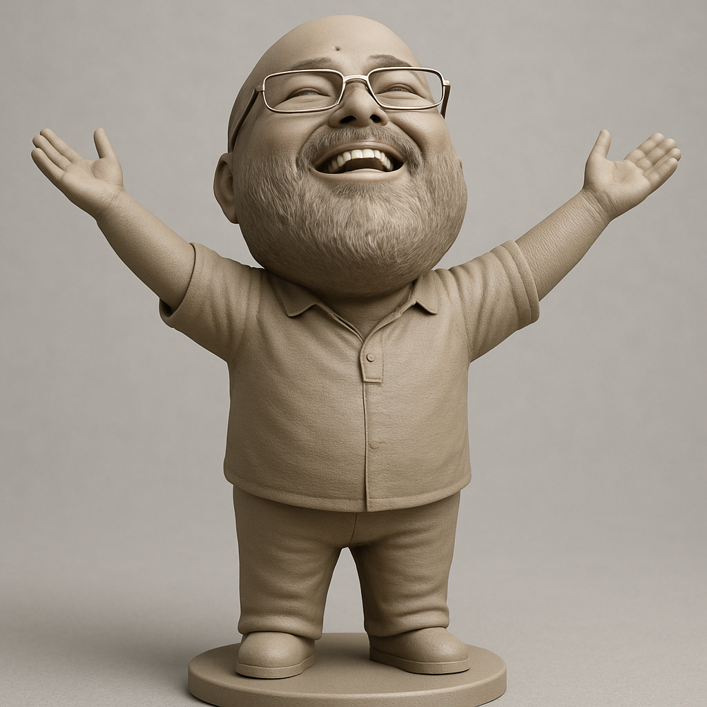 face anatomy 3d model-create 3d face model from photo_Joyful Bearded Man: Celebrate Life with This Happy Figurine