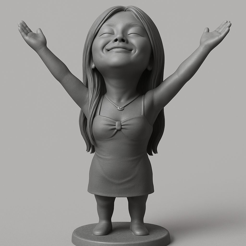 face anatomy 3d model-create 3d face model from photo_Joyful Girl Statue - Celebrate Happiness!