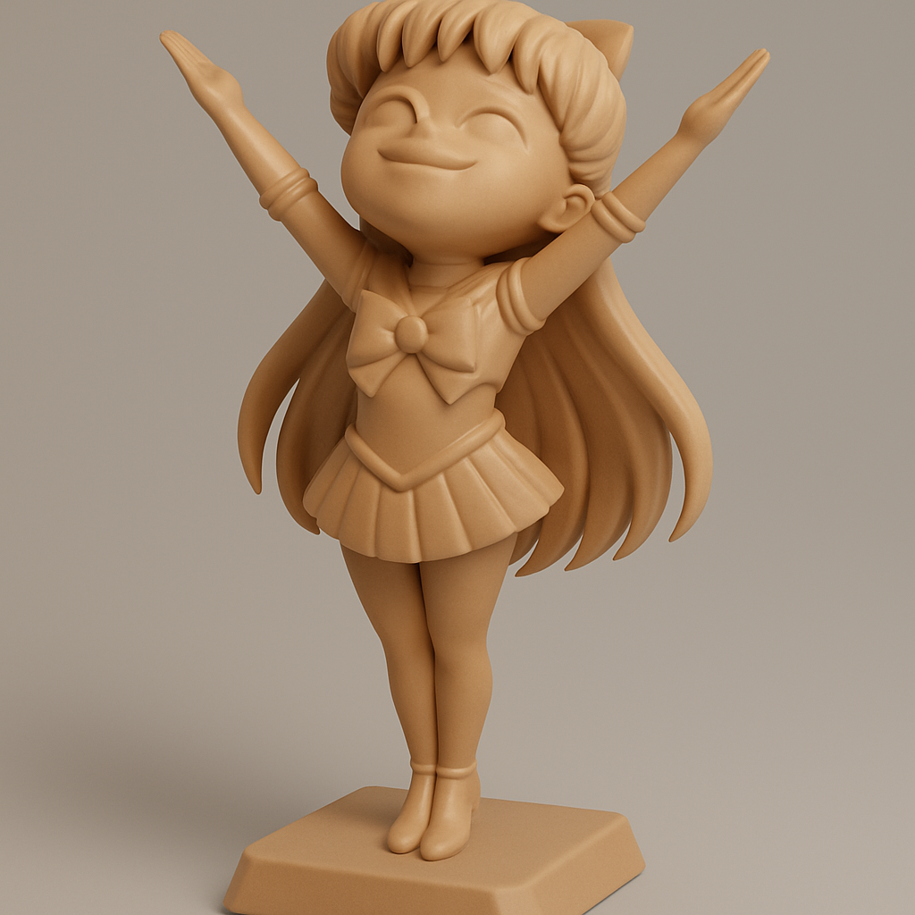 silhouette 3d printer maker-3d portrait printing_Charming Cheerful Anime Figurine