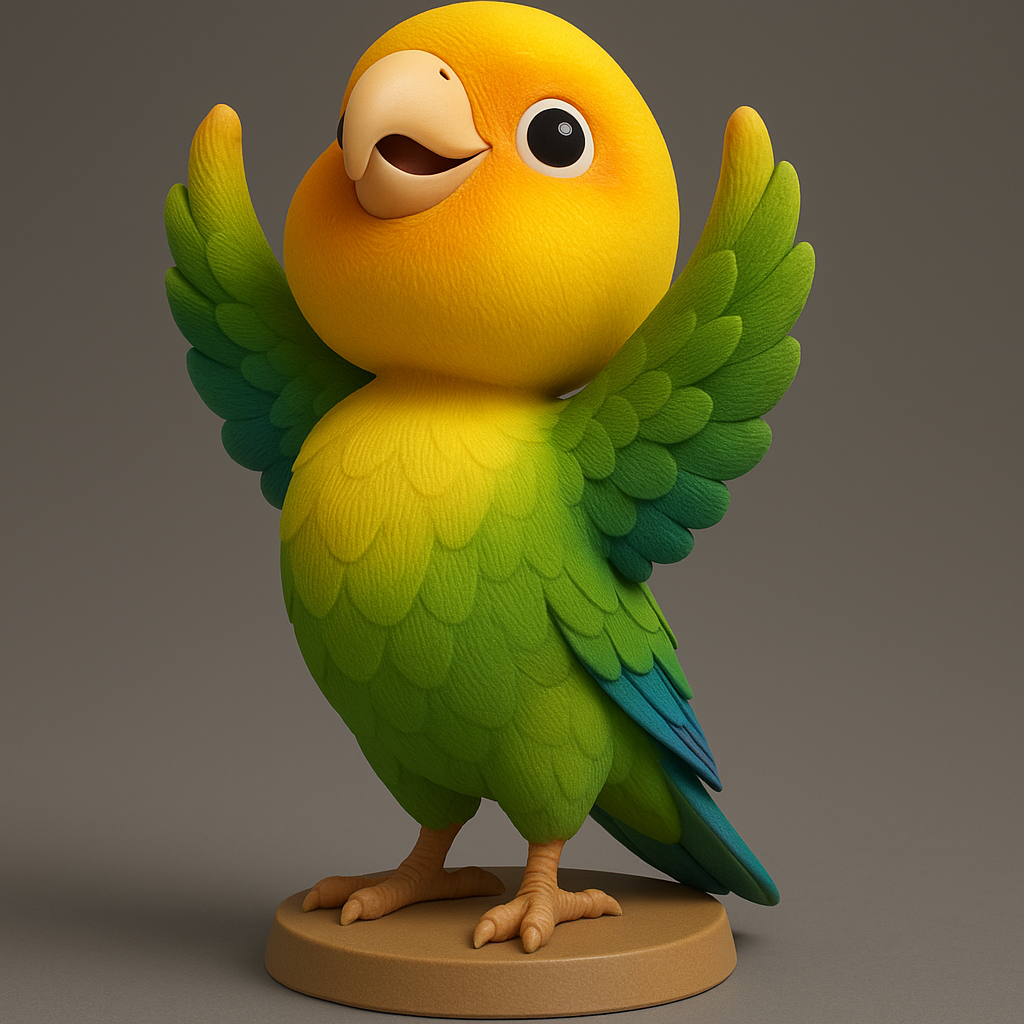 face anatomy 3d model-create 3d face model from photo_Cheerful Parrot Figurine for 3D Printing