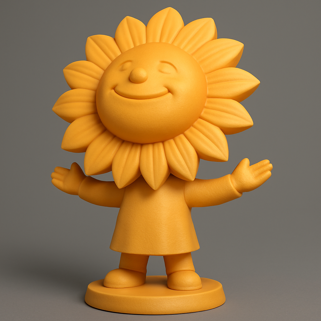 silhouette 3d printer maker-3d portrait printing_Cheerful Sunflower Character Model