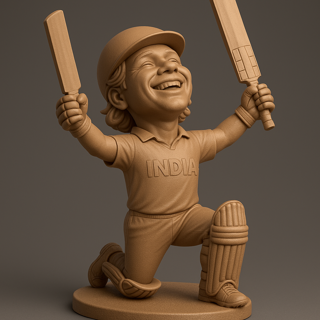 silhouette 3d printer maker-3d portrait printing_Joyful Cricket Champion Figurine
