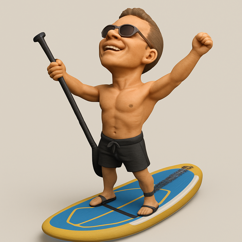 face to 3d model ai-3D portrait printing from photo_Paddleboard Pro Celebration - Print Your Summer Joy!