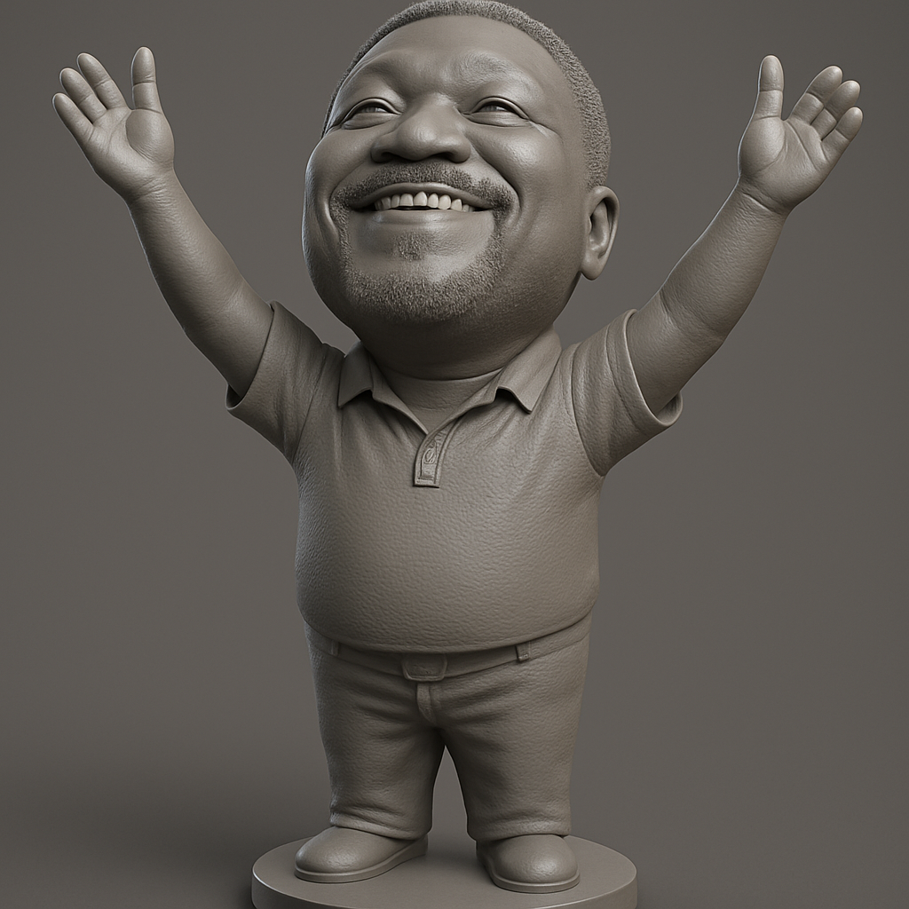 face to 3d model ai-3D portrait printing from photo_Spread Joy! Happy Man Celebration Figurine 3D Print