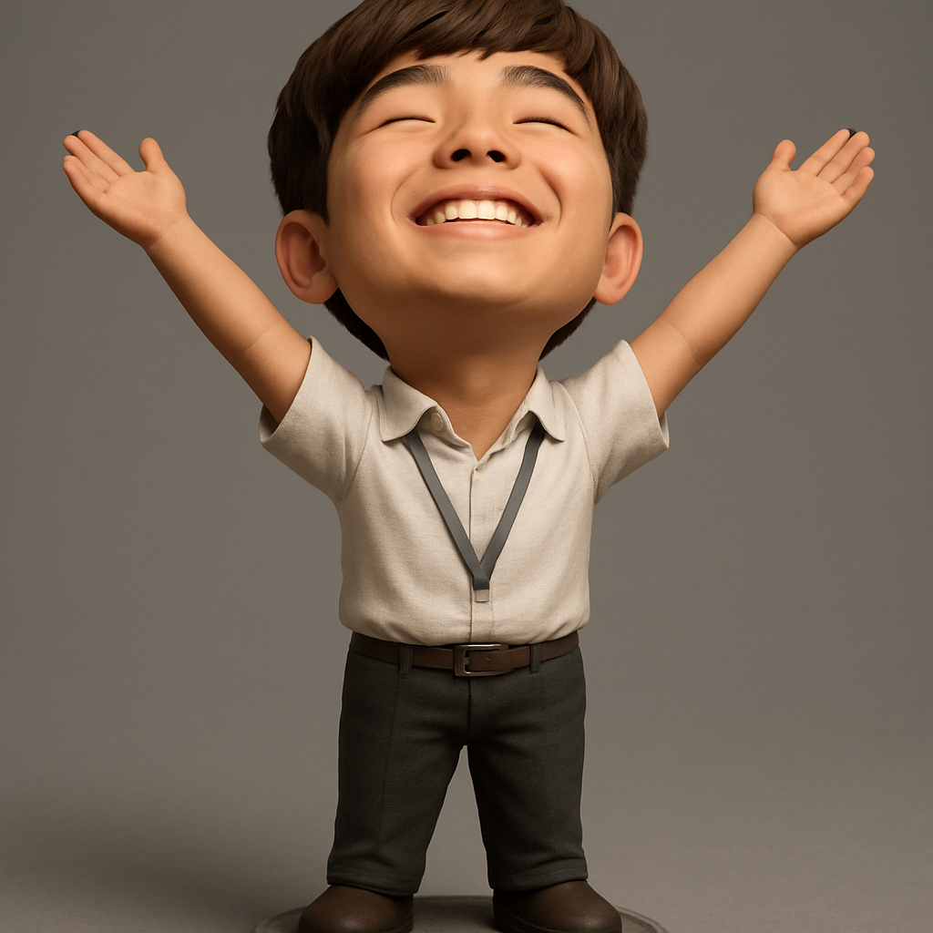 face anatomy 3d model-create 3d face model from photo_Uplifting Chibi Joy: Your Happy Desk Companion