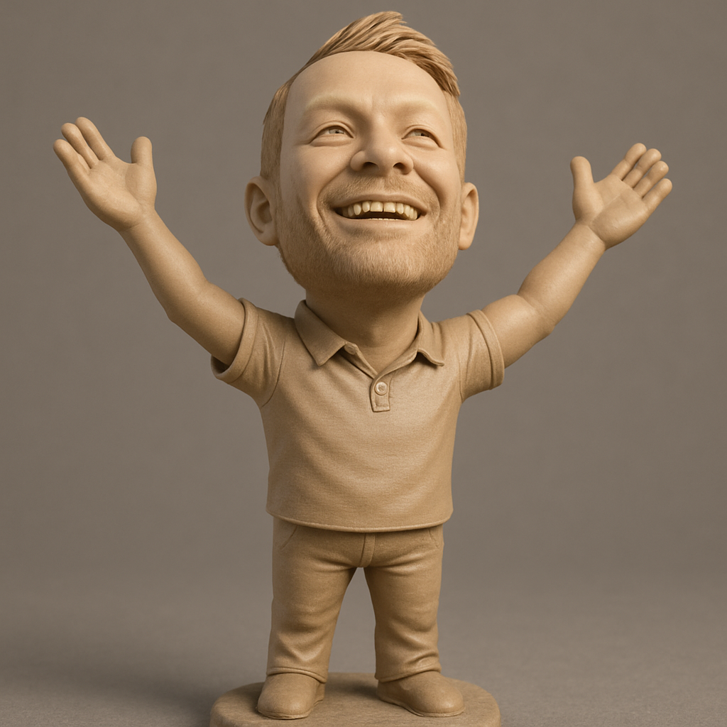 face anatomy 3d model-create 3d face model from photo_Uplifting Bobblehead: Cheerful Man Figurine