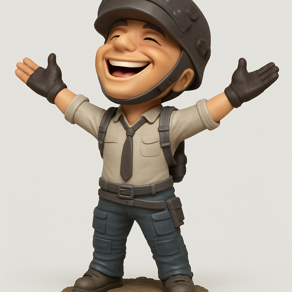 face to 3d model ai-3D portrait printing from photo_Cheerful PUBG Player Figurine - Celebrate Every Win!