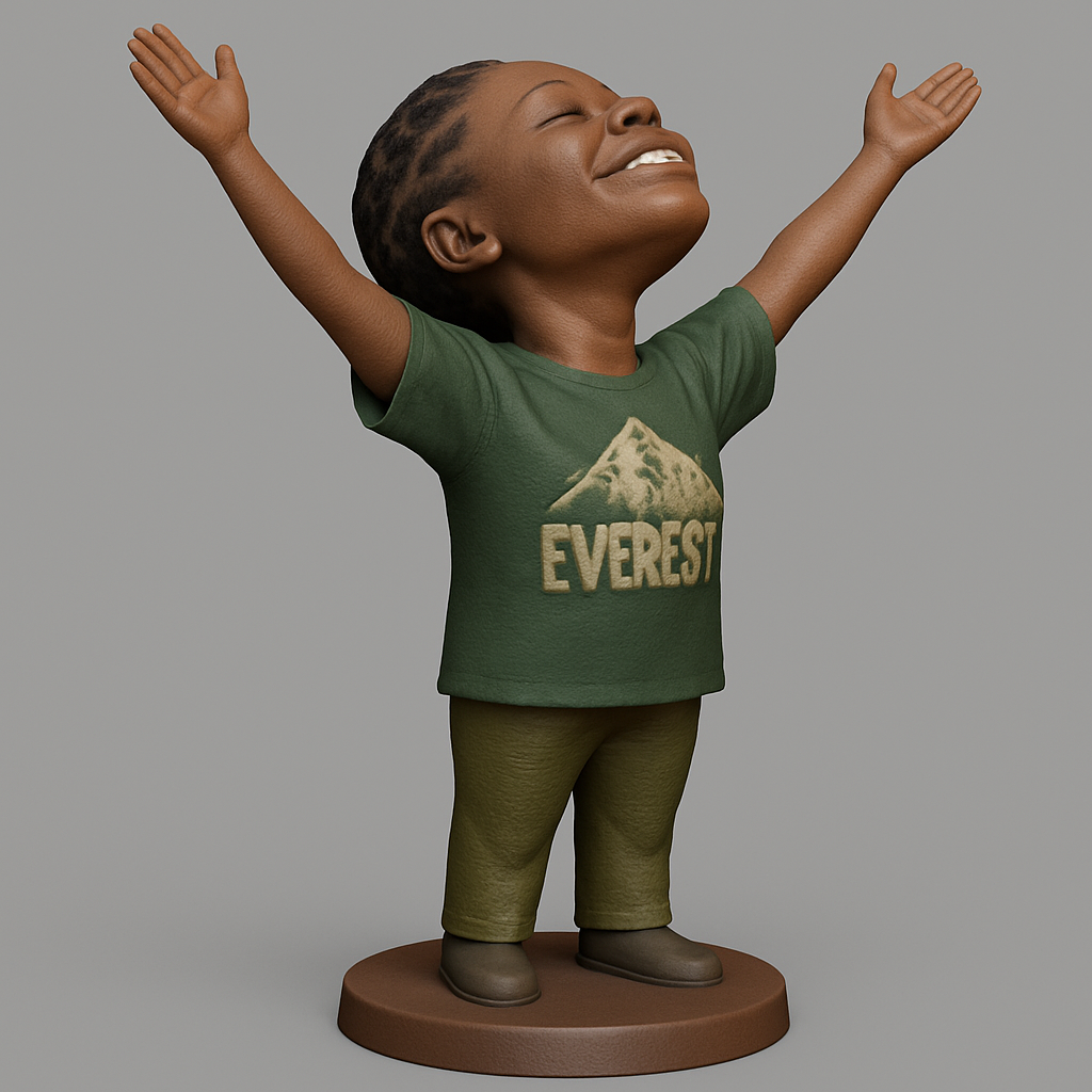 silhouette 3d printer maker-3d portrait printing_Everest Joy: Celebratory Child Bobblehead Statue