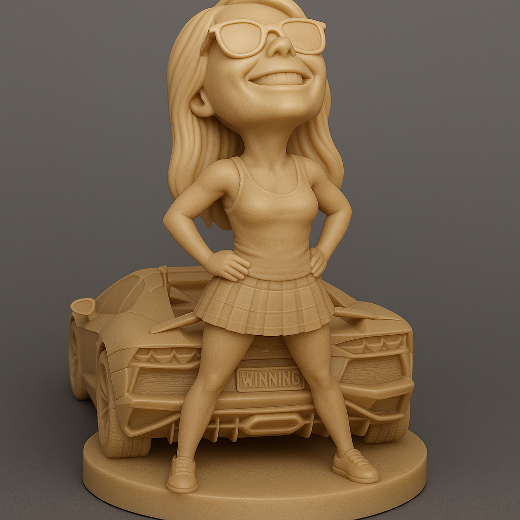 face anatomy 3d model-create 3d face model from photo_Champion Girl on Sports Car