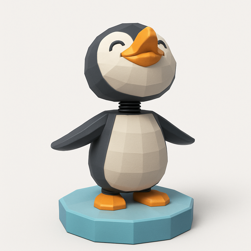 face anatomy 3d model-create 3d face model from photo_Smiling Penguin Bobblehead: A Joyful Low-Poly Companion