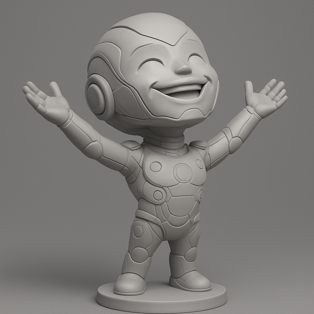 silhouette 3d printer maker-3d portrait printing_Uplifting Robot Pal: Share a Smile 3D Print