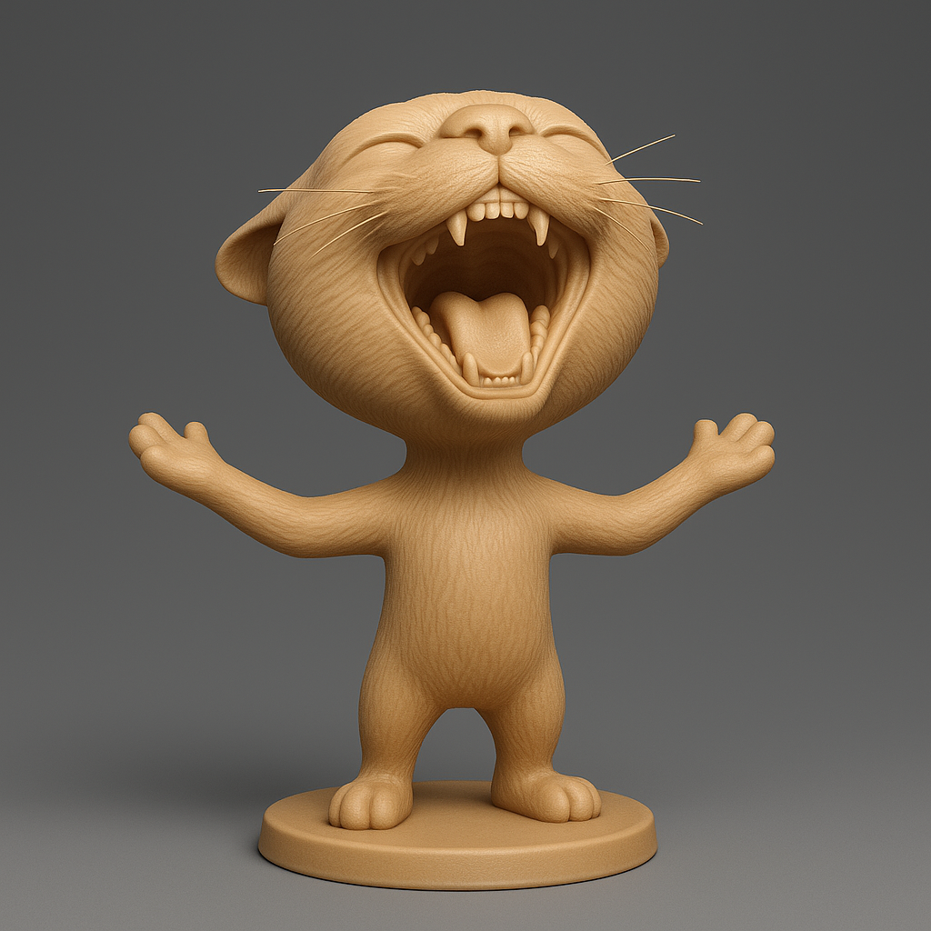 silhouette 3d printer maker-3d portrait printing_Playful Cat Figurine for Your Collection