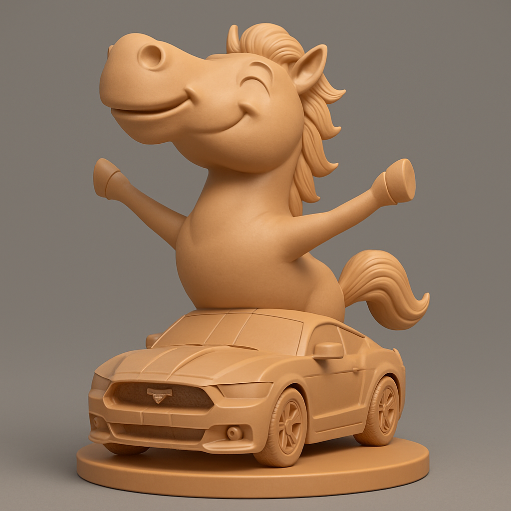 face anatomy 3d model-create 3d face model from photo_Joyful Horse on Car Figurine