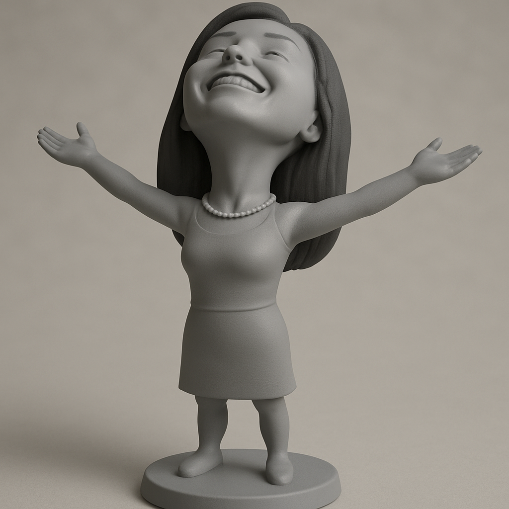 silhouette 3d printer maker-3d portrait printing_Joyful Figurine with Outstretched Arms