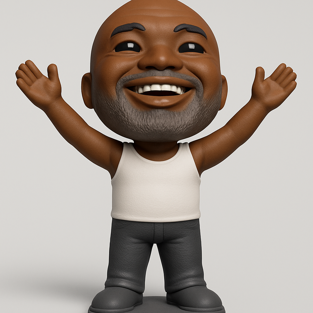 face to 3d model ai-3D portrait printing from photo_Positive Vibes Desk Buddy: Happy Man Figure