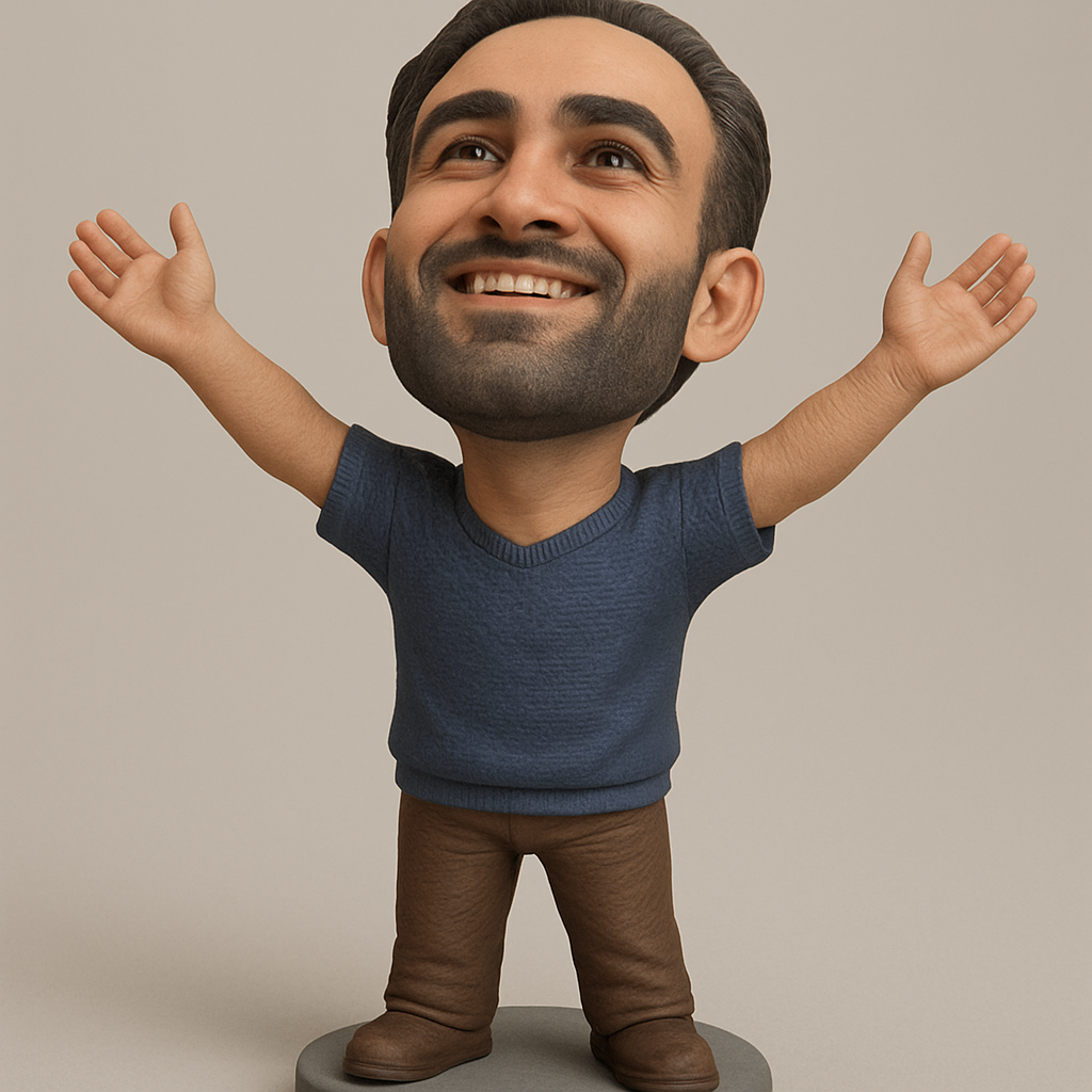 face anatomy 3d model-create 3d face model from photo_Happy Guy Bobblehead - Embrace Joy & Optimism