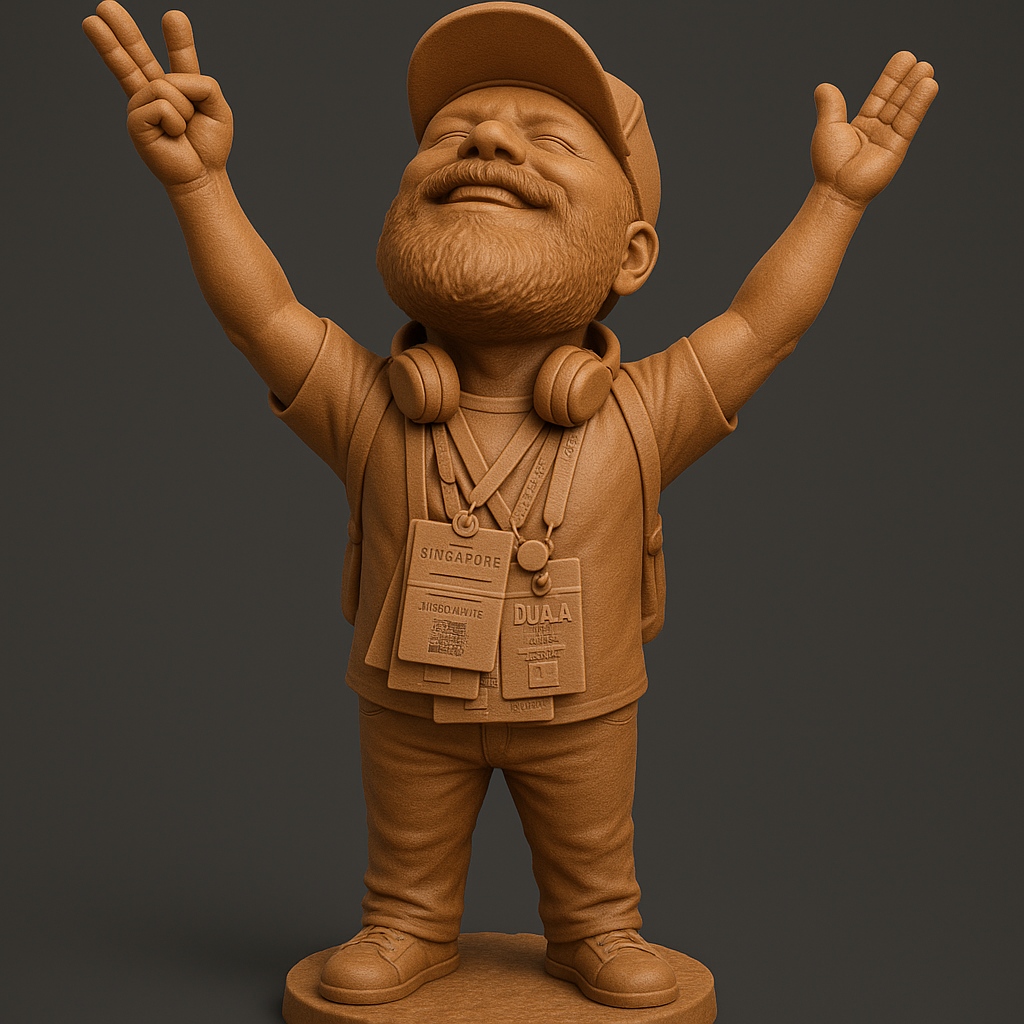 silhouette 3d printer maker-3d portrait printing_Joyful Traveler Figurine