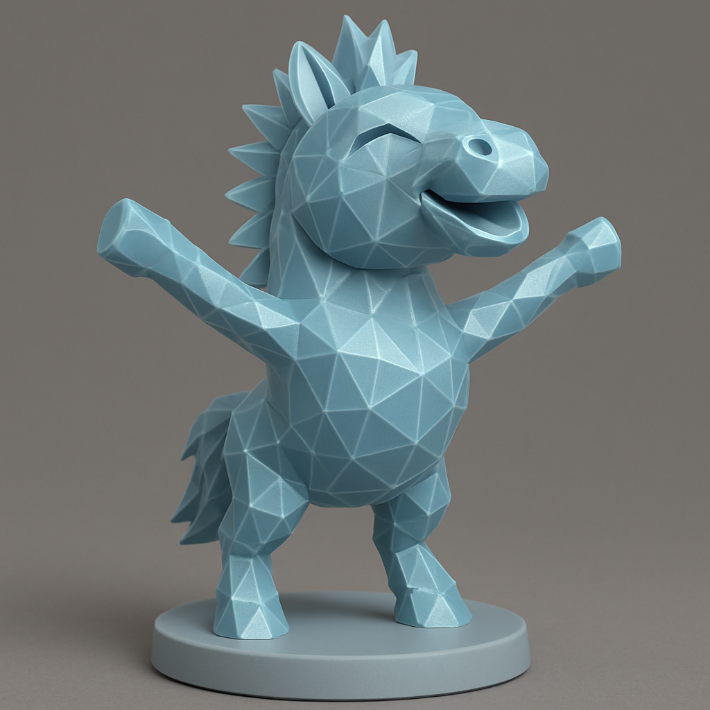 face anatomy 3d model-create 3d face model from photo_Geometric Joy: Happy Low-Poly Horse Figurine
