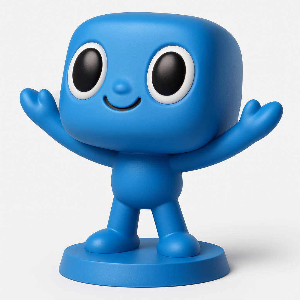 face anatomy 3d model-create 3d face model from photo_Adorable Blue Cubehead Figurine: Perfect Desk Buddy