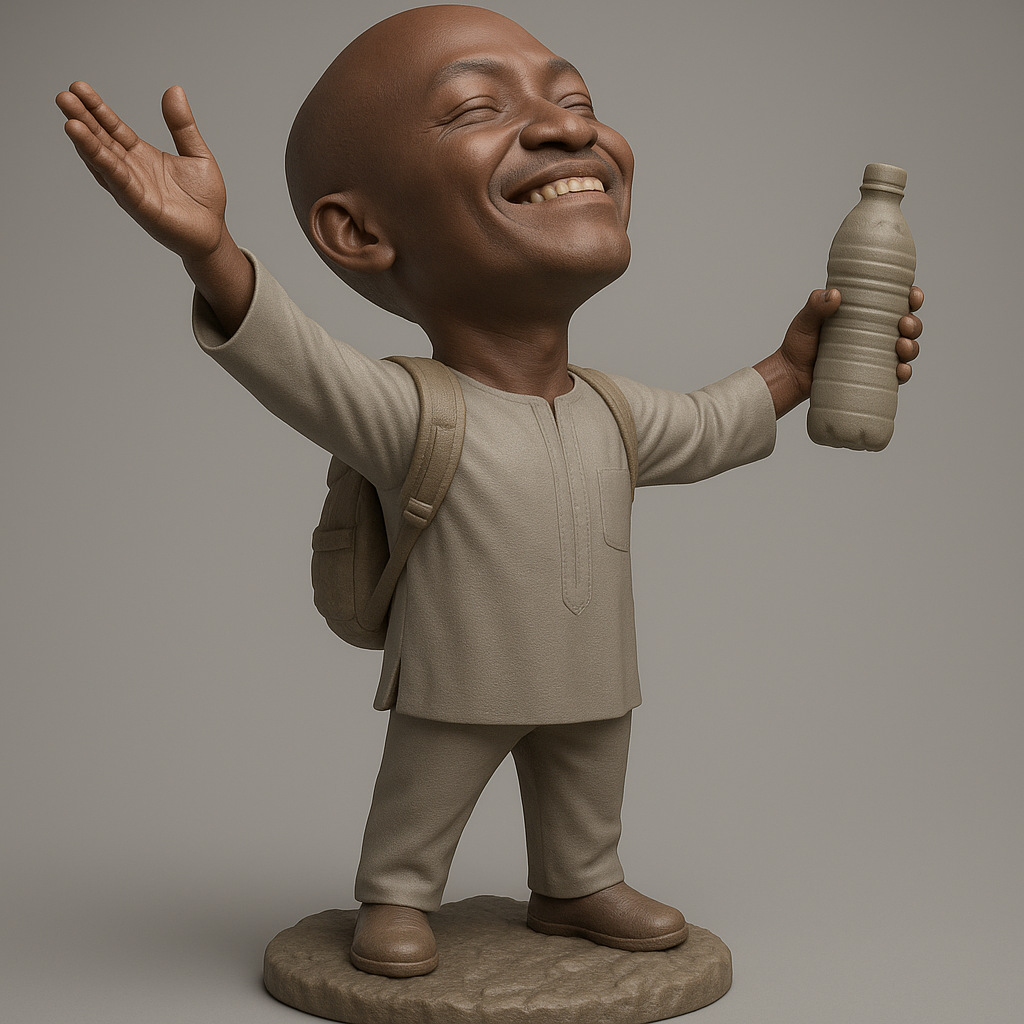 face anatomy 3d model-create 3d face model from photo_Joyful Character with Water Bottle