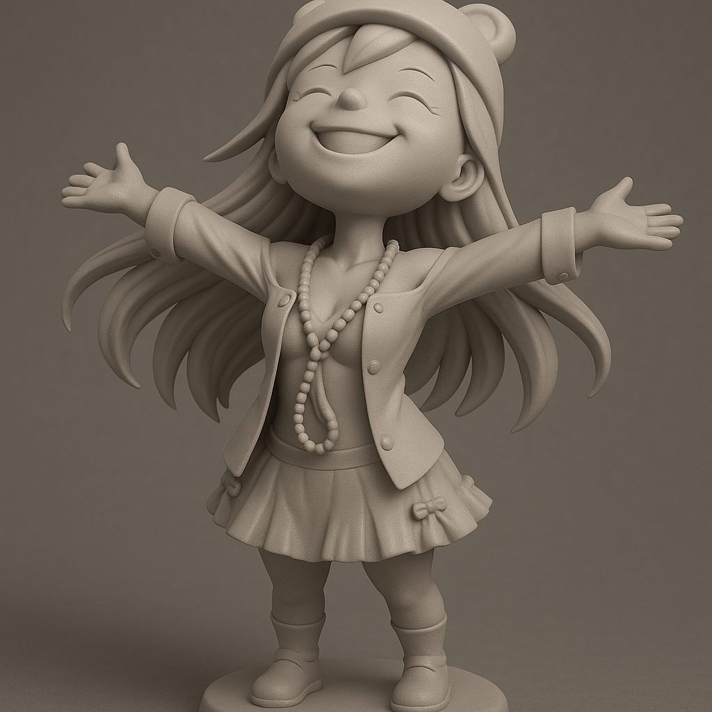 silhouette 3d printer maker-3d portrait printing_Joyful Character Pose 3D Model