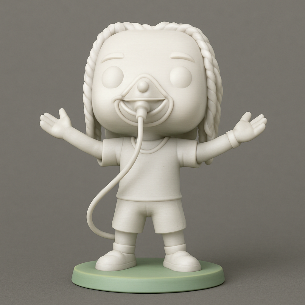 face anatomy 3d model-create 3d face model from photo_Funko Pop-Style Kid with Oxygen Mask & Braids