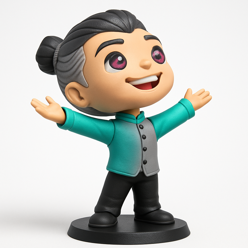 face to 3d model ai-3D portrait printing from photo_Cheerful Welcoming Pose Figurine