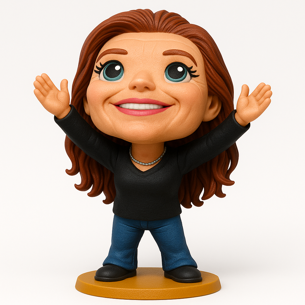 face anatomy 3d model-create 3d face model from photo_Joyful Woman Bobblehead - Expressive Character Figurine