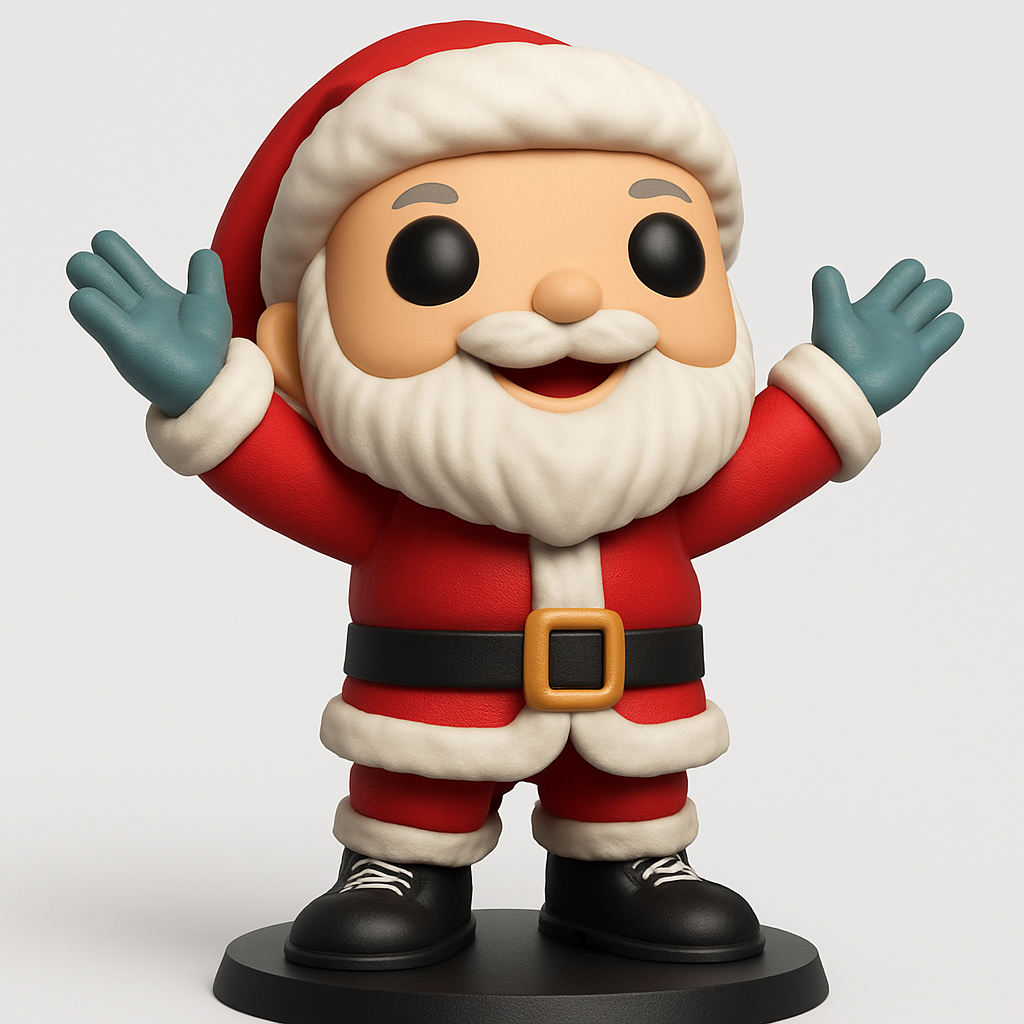 face anatomy 3d model-create 3d face model from photo_Cheerful Santa Funko-Style Figurine - Holiday Decor