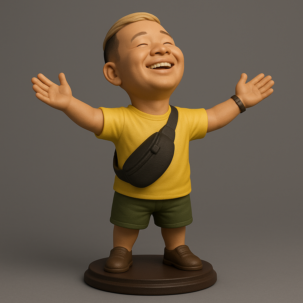 silhouette 3d printer maker-3d portrait printing_Joyful Figurine with Open Arms