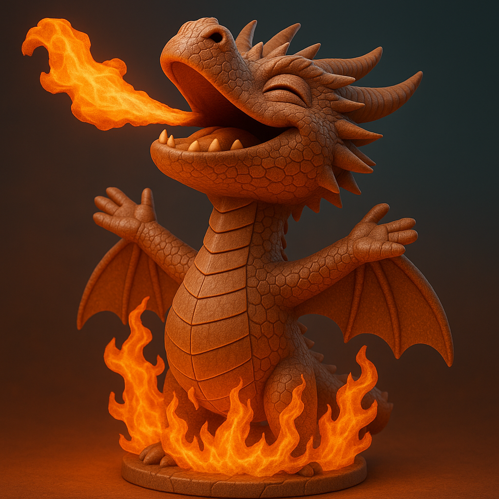 silhouette 3d printer maker-3d portrait printing_Charming Fire-Breathing Dragon Figure