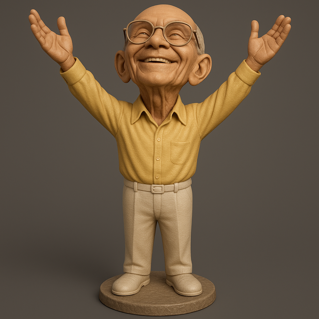 silhouette 3d printer maker-3d portrait printing_Joyful Grandpa Figurine for 3D Printing
