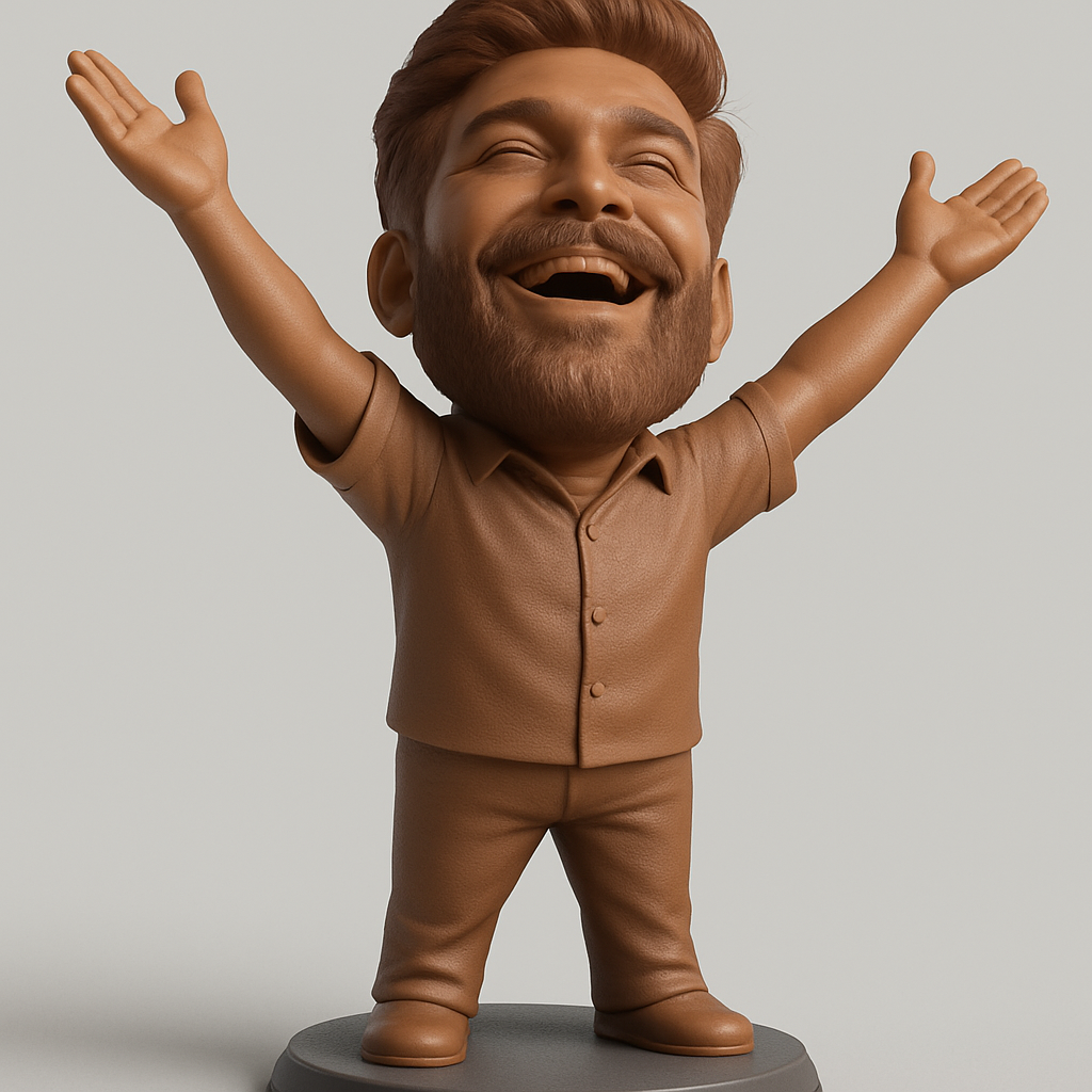 silhouette 3d printer maker-3d portrait printing_Joyful Man Figurine: Celebrate Success & Happiness