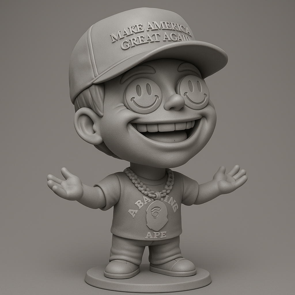 silhouette 3d printer maker-3d portrait printing_Cheerful Cartoon Character Figurine