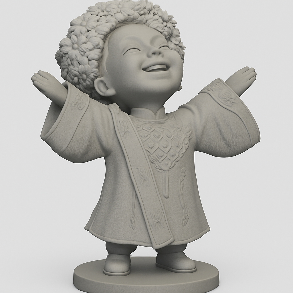 face anatomy 3d model-create 3d face model from photo_Radiant Joy: Flower Crown Child Figurine