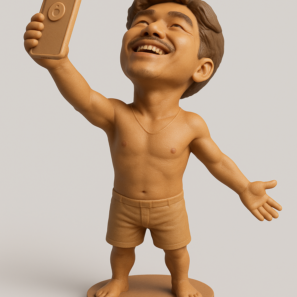 silhouette 3d printer maker-3d portrait printing_Smiling Selfie Bobblehead: Embrace Joyful Moments
