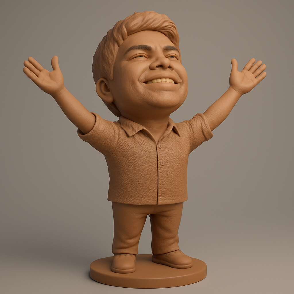 face anatomy 3d model-create 3d face model from photo_Celebrate Joy: Open Arms Caricature 3D Model