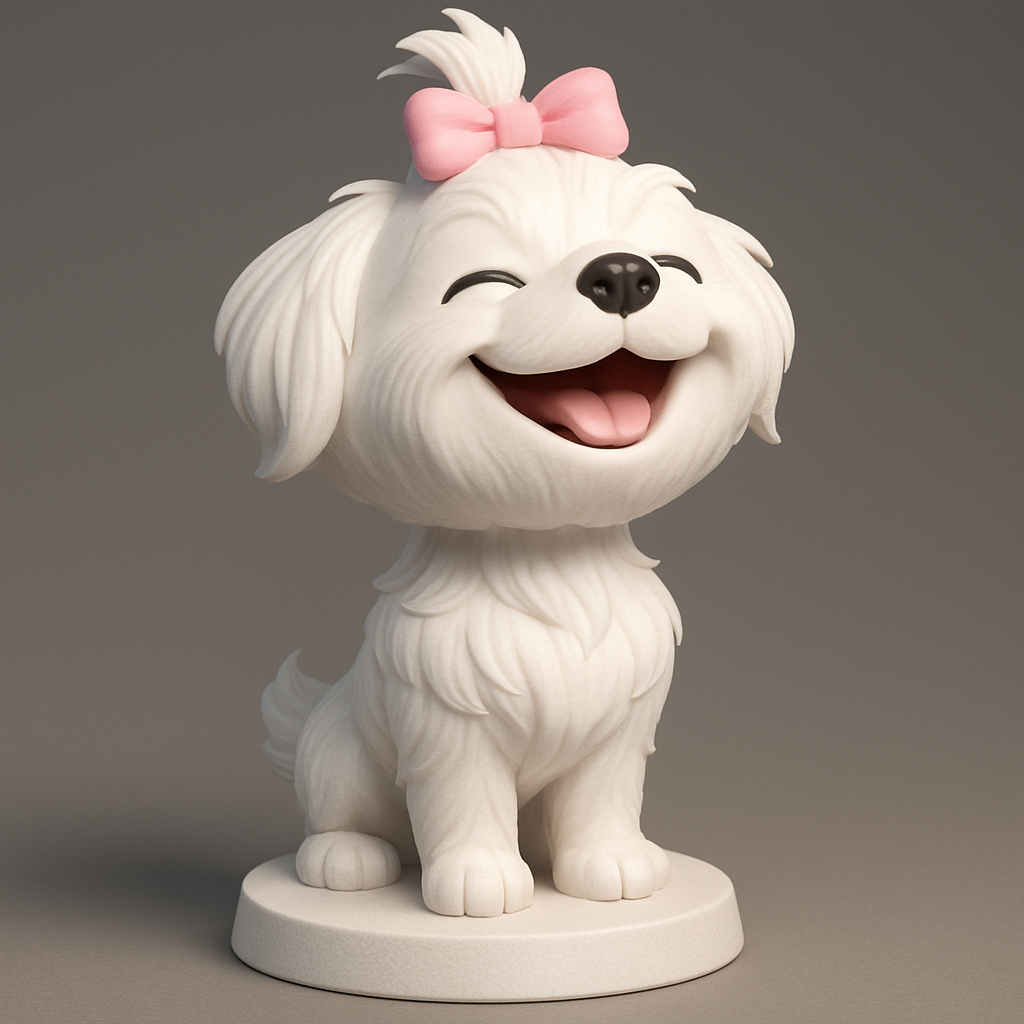 face anatomy 3d model-create 3d face model from photo_Joyful Maltese Puppy Figurine 3D Print for Pet Lovers
