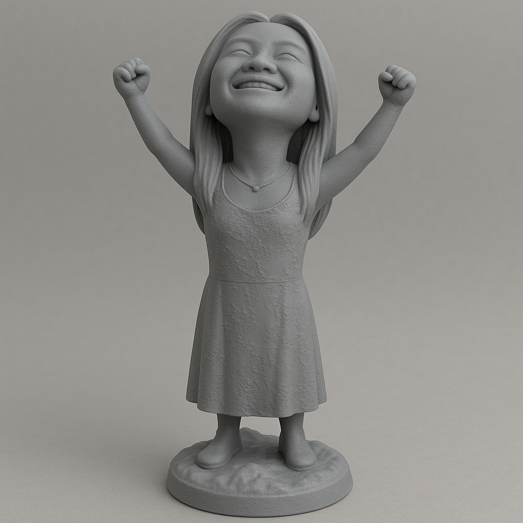 face anatomy 3d model-create 3d face model from photo_Joyful Victory Pose Figurine