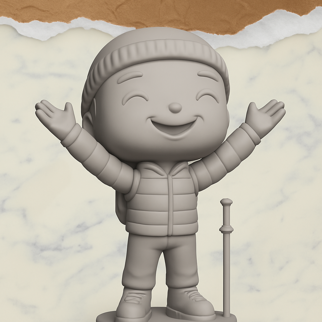 face anatomy 3d model-create 3d face model from photo_Happy Hiker Figurine: Joyful Adventure Desk Companion