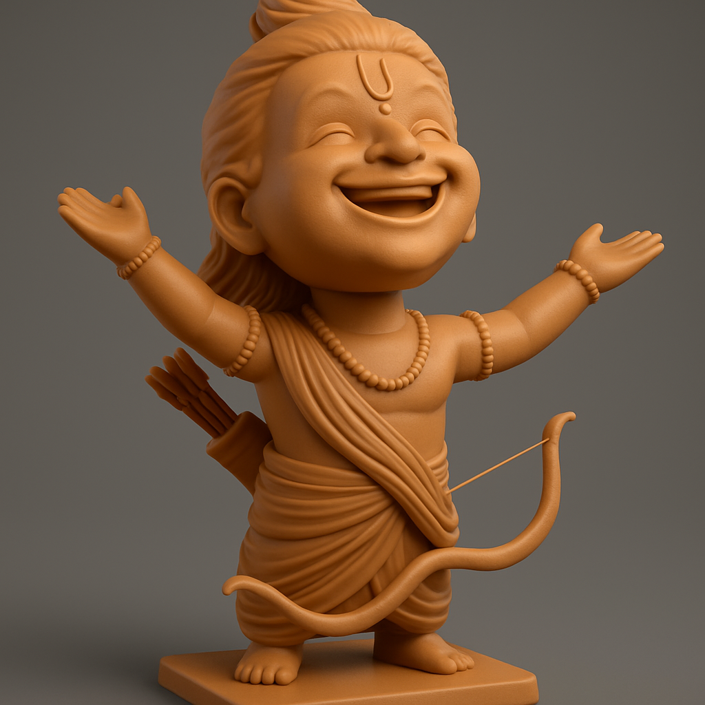 face to 3d model ai-3D portrait printing from photo_Joyful Balak Ram 3D Print - Bring Divine Cheer Home