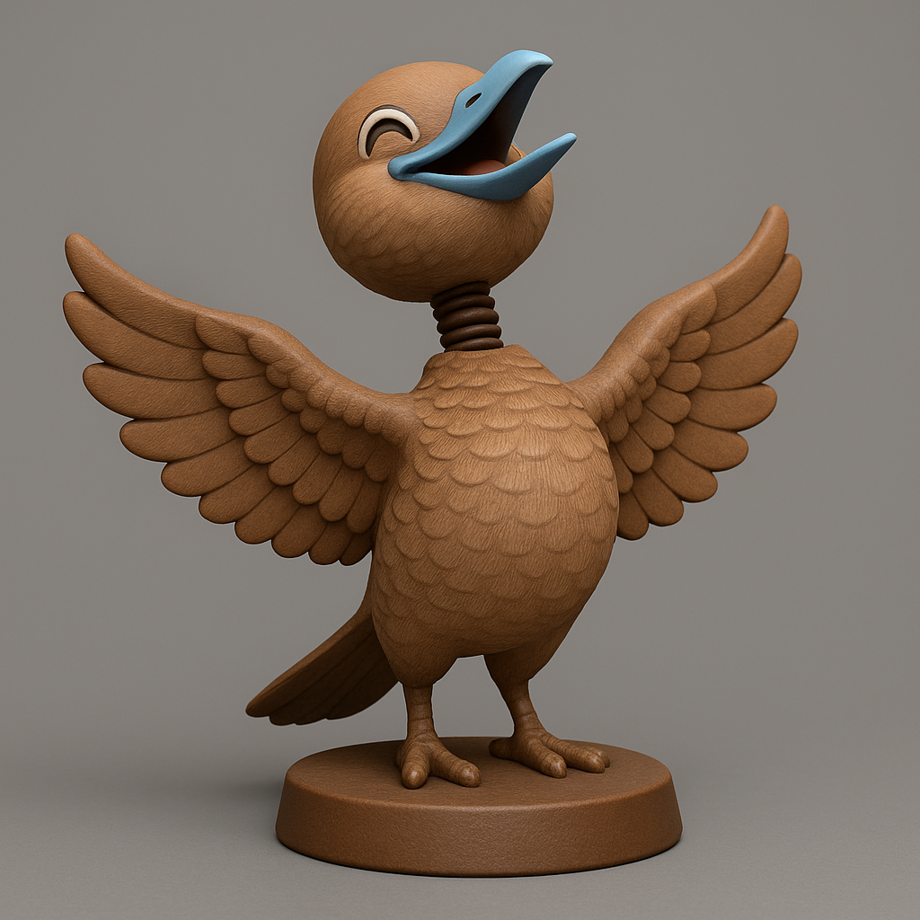 silhouette 3d printer maker-3d portrait printing_Cheerful Singing Bird Figurine