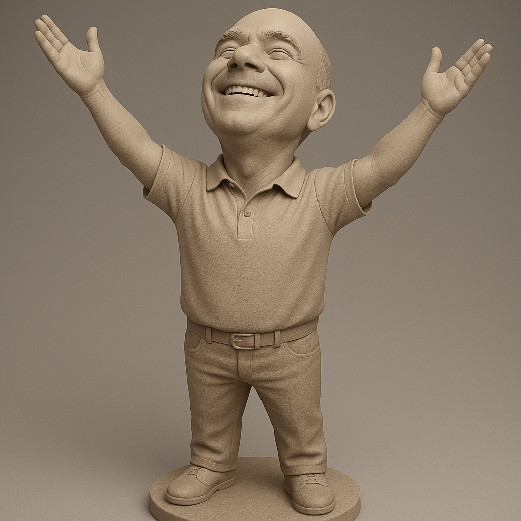 silhouette 3d printer maker-3d portrait printing_Joyful Figurine with Outstretched Arms