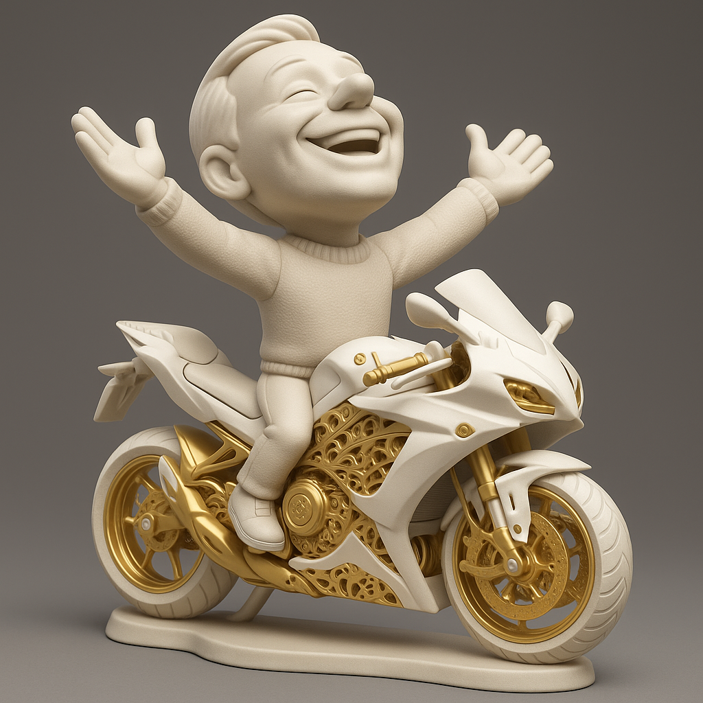silhouette 3d printer maker-3d portrait printing_Joyful Rider on a Stylish Motorcycle