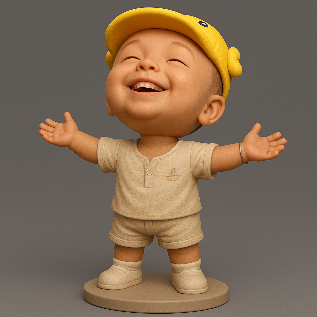 silhouette 3d printer maker-3d portrait printing_Joyful Baby Figurine for 3D Printing