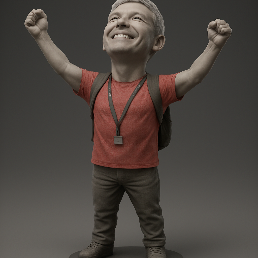silhouette 3d printer maker-3d portrait printing_Joyful Victory Pose 3D Model