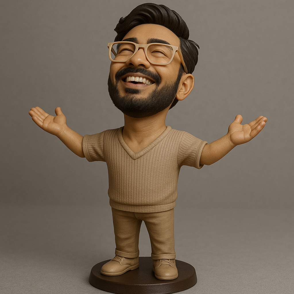 face anatomy 3d model-create 3d face model from photo_Joyful Figurine with Outstretched Arms